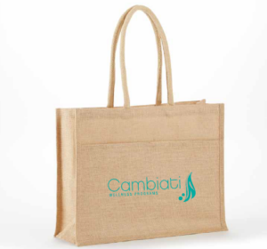 Stylish All Natural Jute/Burlap Two-Tone Shopping Tote Bags - IJ902