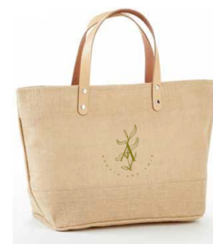 Ij916 Small Jute/Burlap Tote Bag with Leather Handles, Zippered Closure and Zippered Pocket Inside - IJ916s