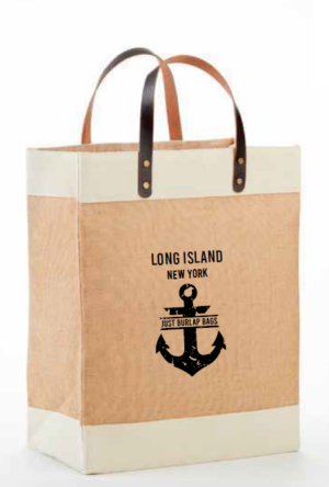 Laminated Jute Market Tote with Cotton Accents and Leather Handles - IJ917