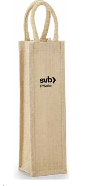 Single Bottle Jute Wine Bag - Solid Front - IWB1S