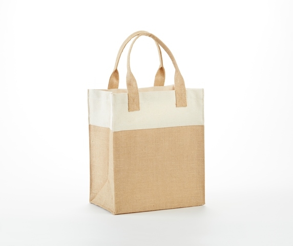 IJ918 MINI JUTE GIFT BAG WITH COLORED COTTON TRIMS AND SELF HANDLES ...