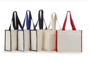 Canvas Tote Bag with Color Rope Handles & Matching Side Trim Material - ITB800