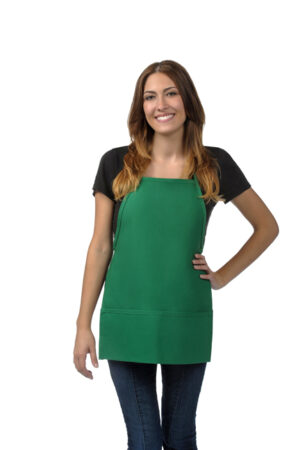 Two Pocket Promo Bib Apron Non-Adjustable Neck Made in USA - I215