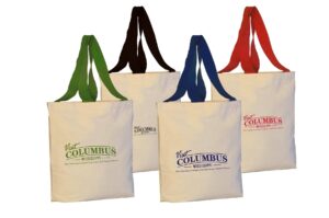Canvas Shopping Tote Bag with Gusset & Colored Web Handles - ITB300