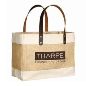IJ923 Laminated Elegant Jute / Cotton Tote SERENE With Fancy Leather Handles