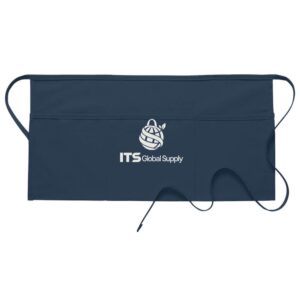 I100 navy three pocket waist apron printed with ITS Global Supply logo