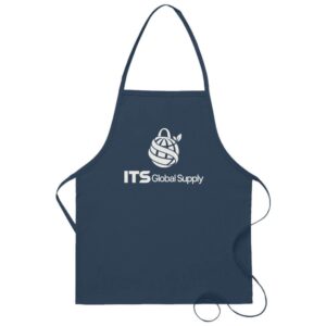 I215NP navy no pocket promo bib apron printed with ITS Global Supply logo