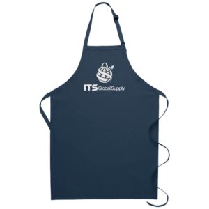 I220NP navy no pocket butcher apron printed with ITS Global Supply logo