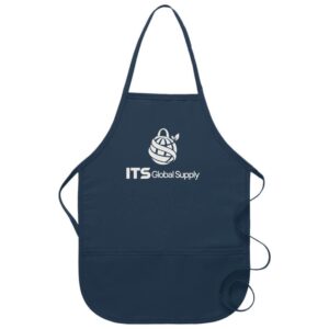 I250 navy child bib apron printed with ITS Global Supply logo