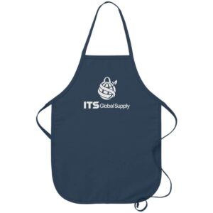 I250NP navy no pocket child bib apron printed with ITS Global Supply logo