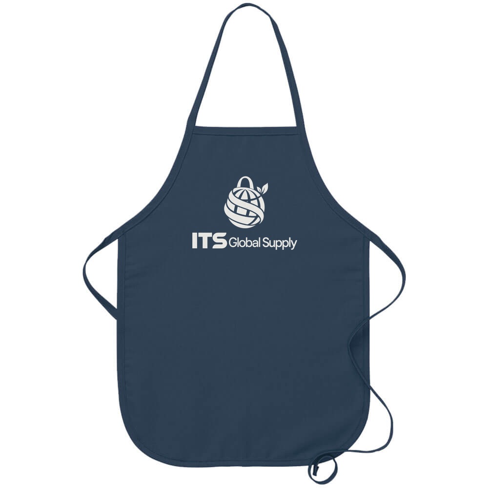 I250NP navy no pocket child bib apron printed with ITS Global Supply logo