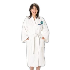 White Velour Kimono Bath Robe with ITS Global Supply logo - IBR90