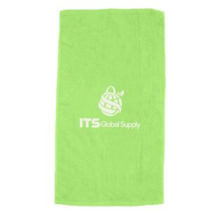 IBT3060 lime color beach towel printed with ITS Global Supply logo