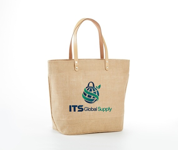 IJ916 natural jute bag printed with ITS Global Supply logo