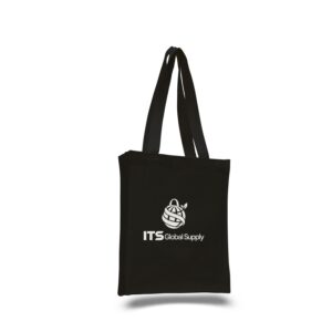IQ125200 black cotton canvas tote bag printed with ITS Global Supply logo