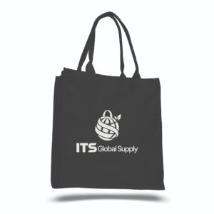 IQ125500 charcoal cotton canvas tote bag printed with ITS Global Supply logo