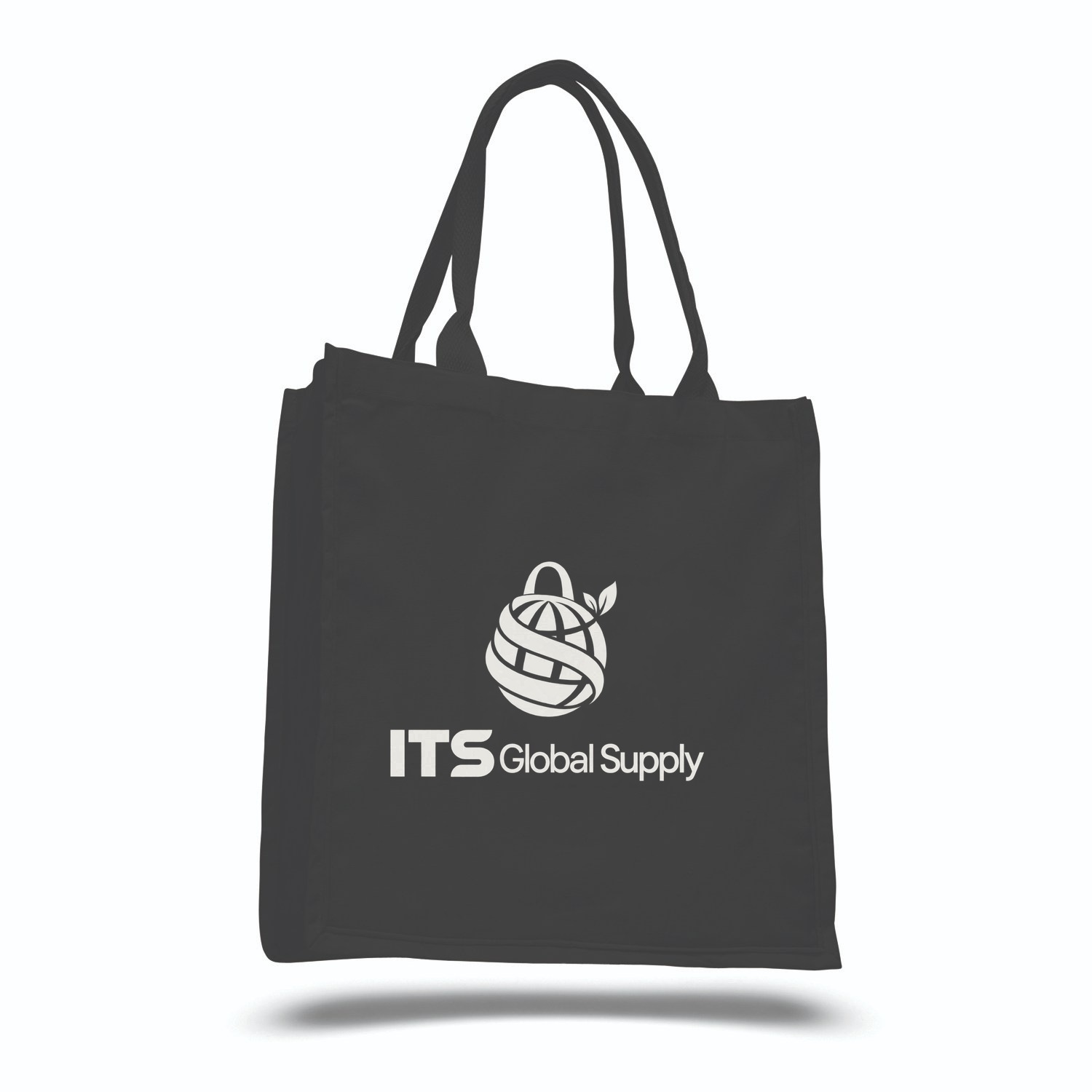 IQ125500 charcoal cotton canvas tote bag printed with ITS Global Supply logo