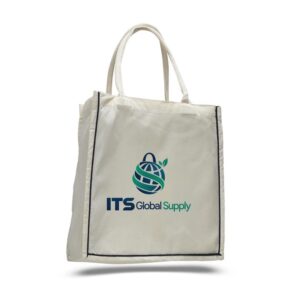 IQ125600 natural cotton canvas tote bag printed with ITS Global Supply logo
