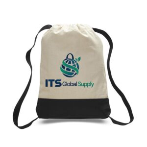 IQ125700 natural cotton canvas tote bag printed with ITS Global Supply logo