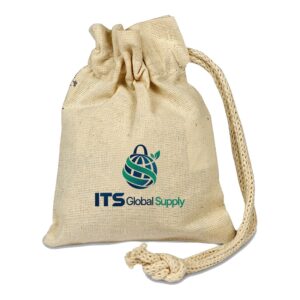 Natural Cotton Coin Drawstring Bag with ITS Global Supply logo - IQ1601