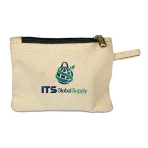 IQ1603 natural cotton canvas tote bag printed with ITS Global Supply logo