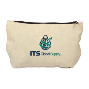IQ1604 natural cotton canvas tote bag printed with ITS Global Supply logo