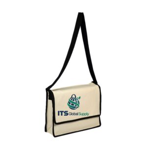 IQ1605 natural cotton canvas tote bag printed with ITS Global Supply logo