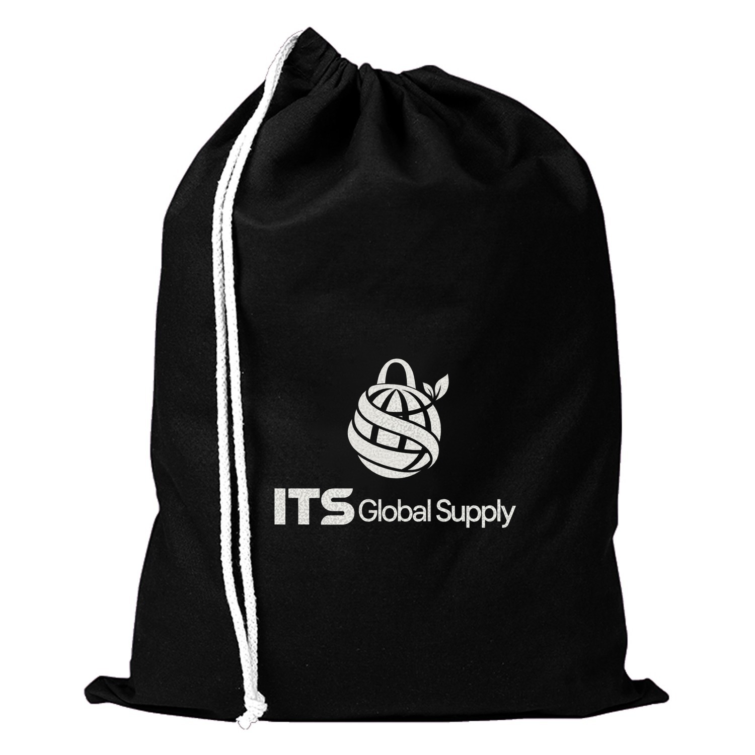 Black Cotton Shoe Drawstring Bag with ITS Global Supply logo - IQ1607