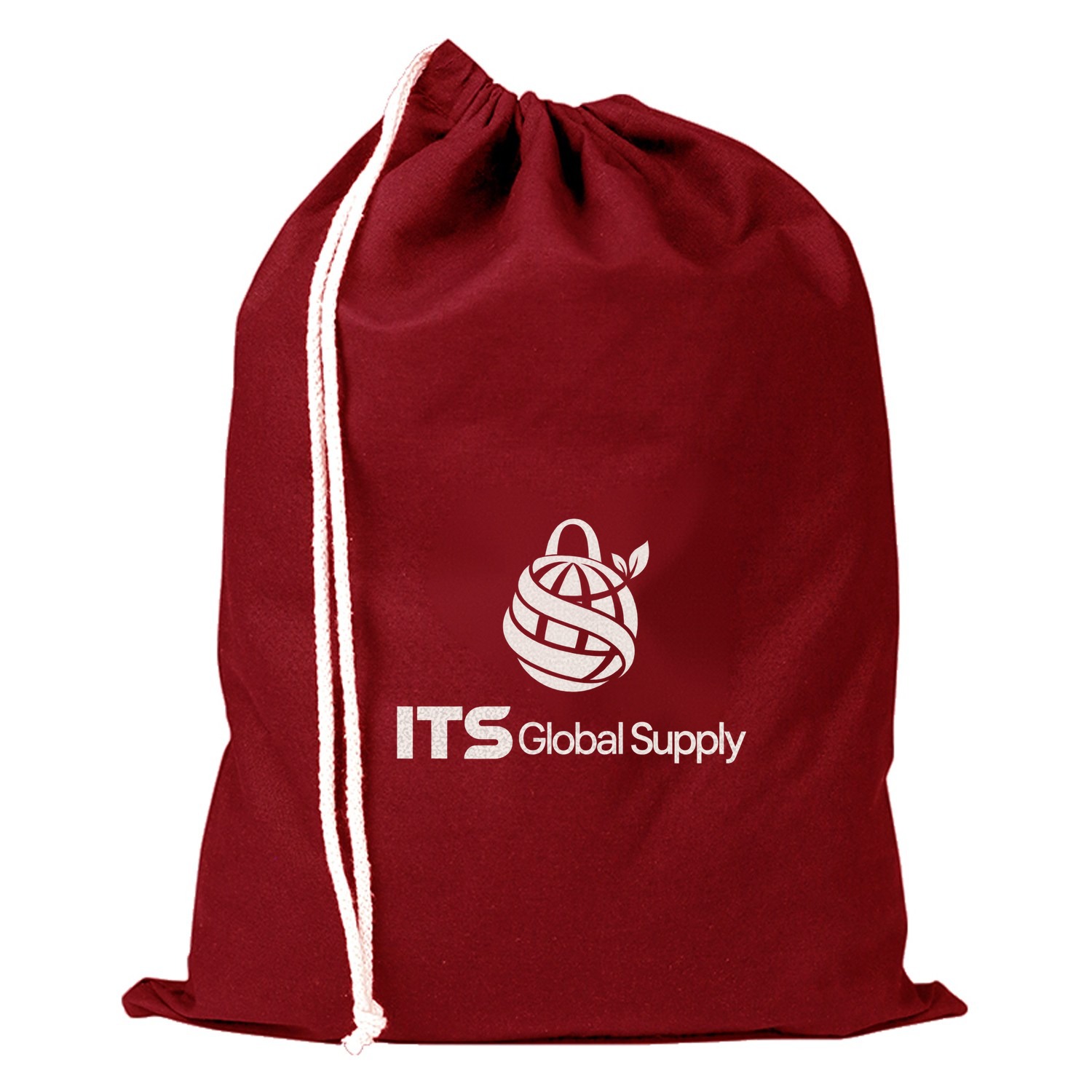 Red Cotton Shoe Drawstring Bag with ITS Global Supply logo - IQ1607