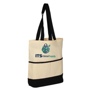 IQ1609 natural cotton canvas tote bag printed with ITS Global Supply logo