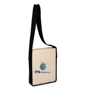 IQ1624 natural cotton canvas tote bag printed with ITS Global Supply logo