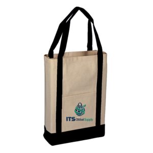 IQ1629 natural cotton canvas tote bag printed with ITS Global Supply logo