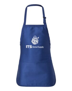 IQ4250 royal three pocket apron printed with ITS Global Supply logo