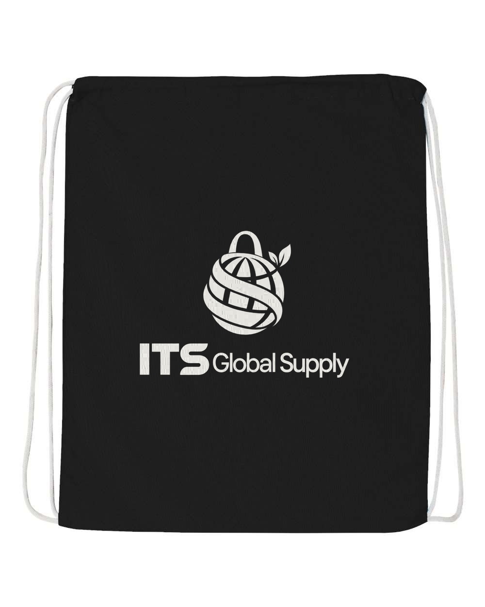 Black Cotton Drawstring Backpack with ITS Global Supply logo - IQ4500