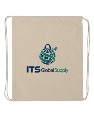 Natural Cotton Drawstring Backpack with ITS Global Supply logo - IQ4500