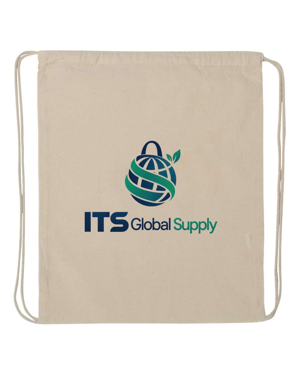 Natural Cotton Drawstring Backpack with ITS Global Supply logo - IQ4500
