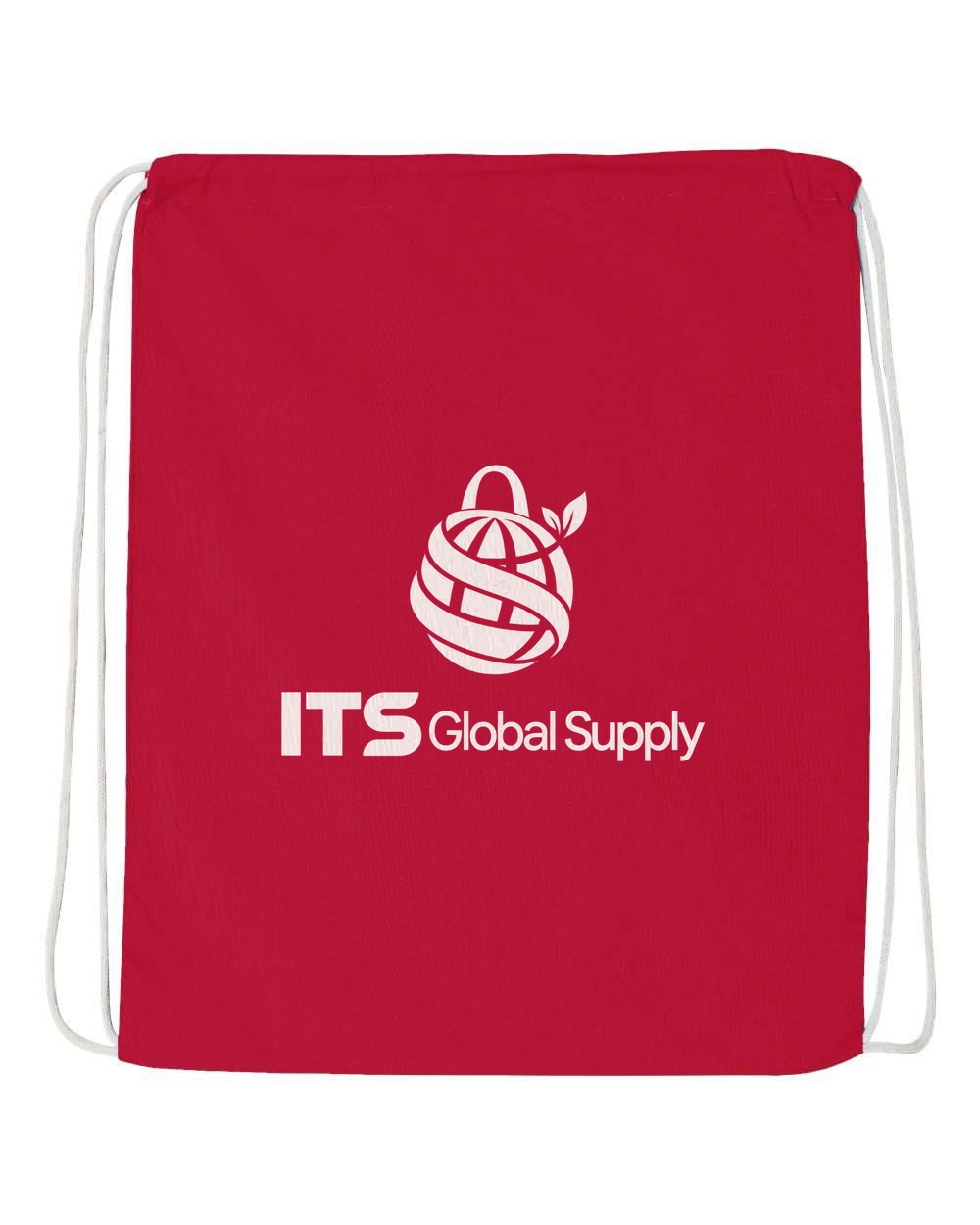 Red Cotton Drawstring Backpack with ITS Global Supply logo - IQ4500