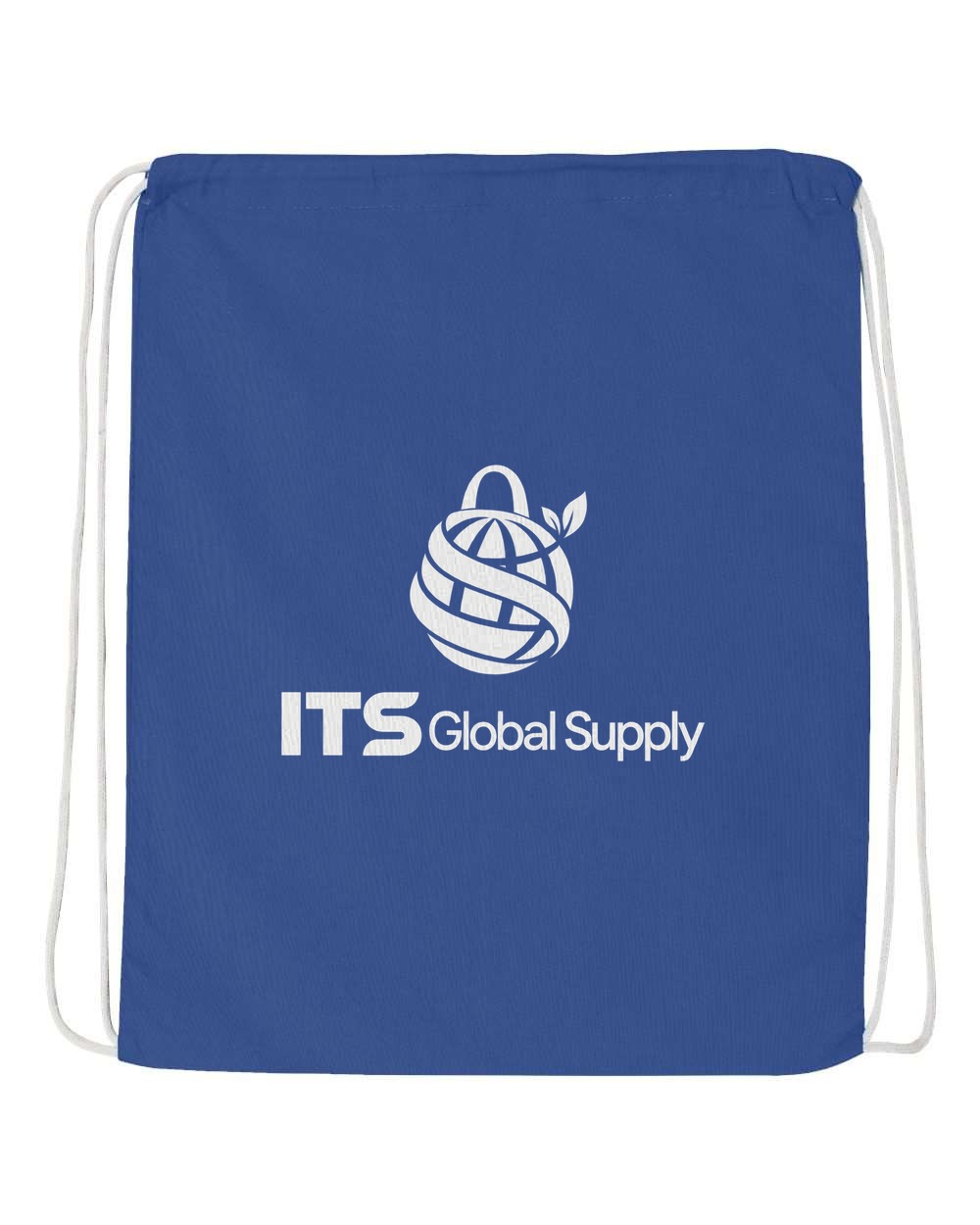 Royal Blue Cotton Drawstring Backpack with ITS Global Supply logo - IQ4500