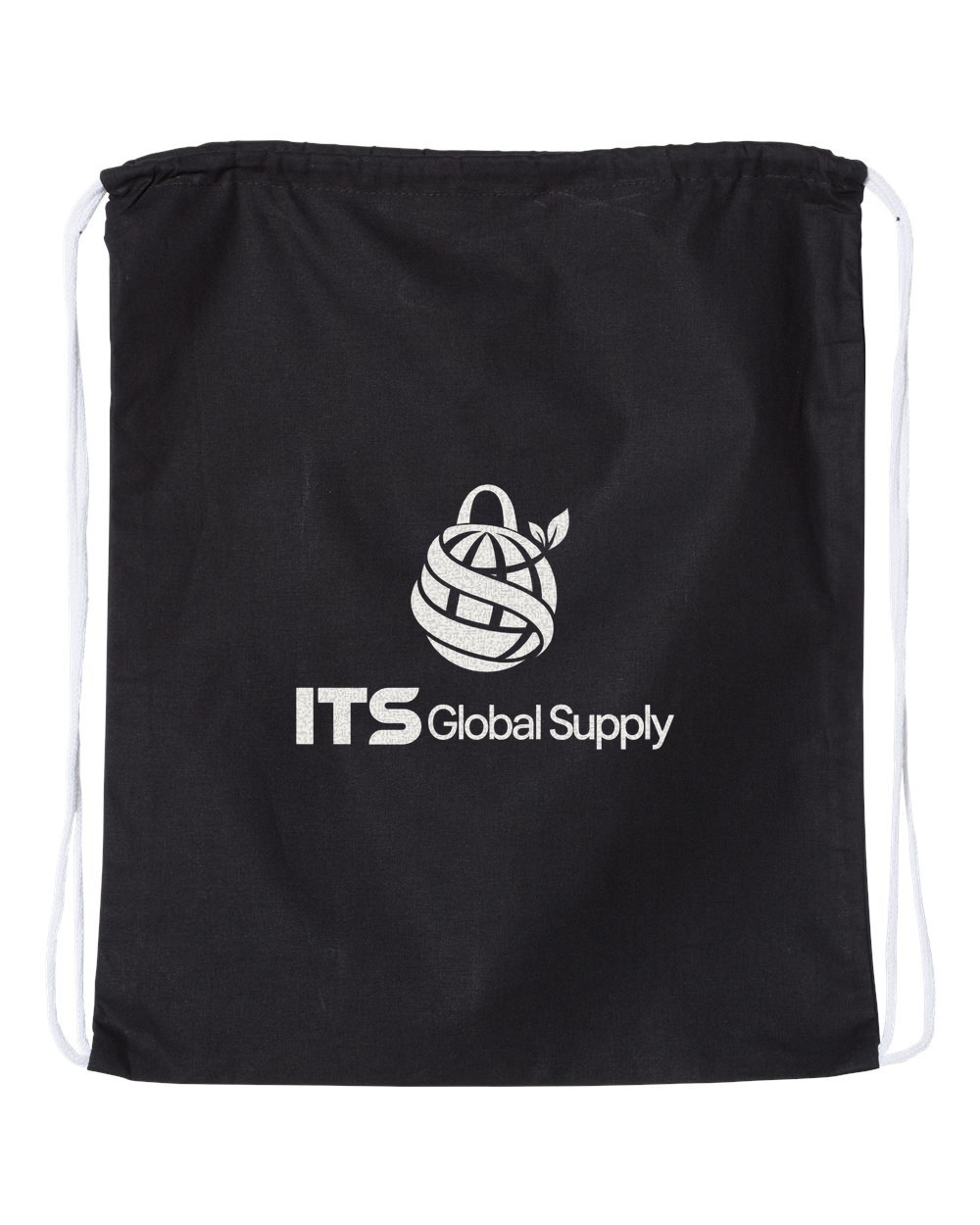 Black Large Cotton Drawstring Backpack with ITS Global Supply logo - IQ4500L