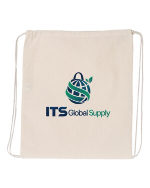 Natural Large Cotton Drawstring Backpack with ITS Global Supply logo - IQ4500L