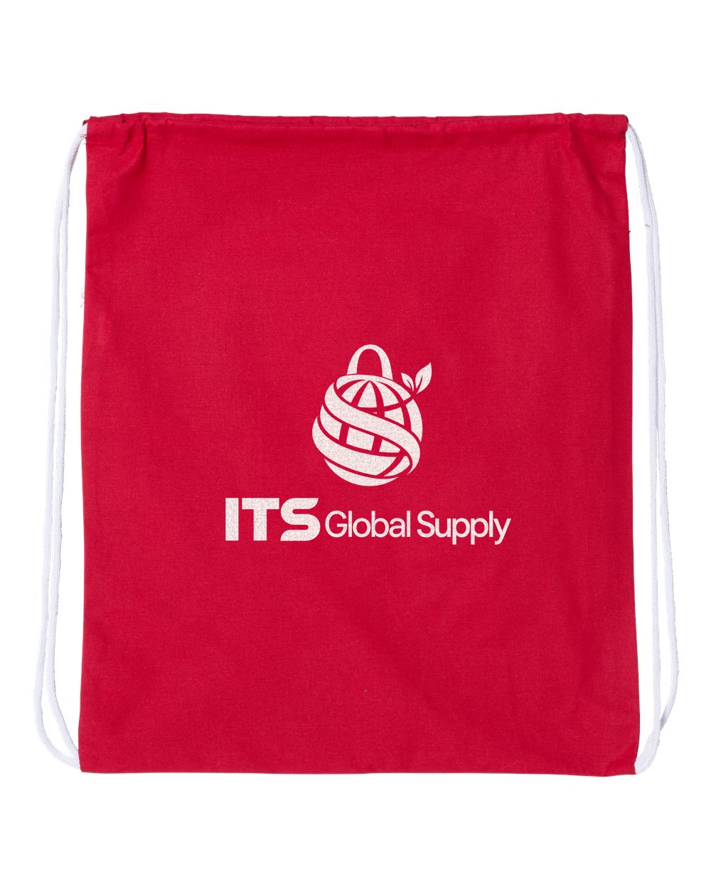 Red Large Cotton Drawstring Backpack with ITS Global Supply logo - IQ4500L