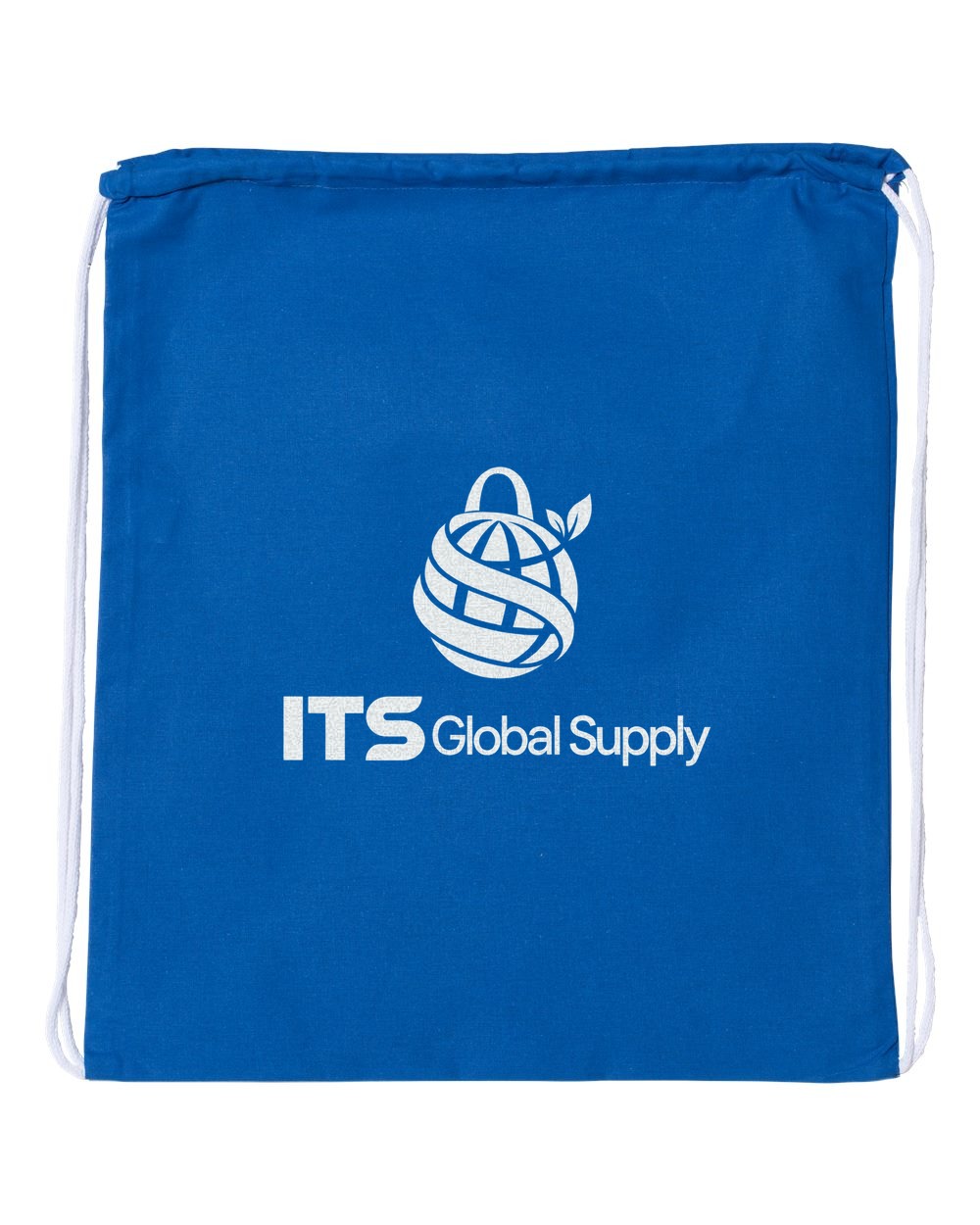 Royal Blue Large Cotton Drawstring Backpack with ITS Global Supply logo - IQ4500L