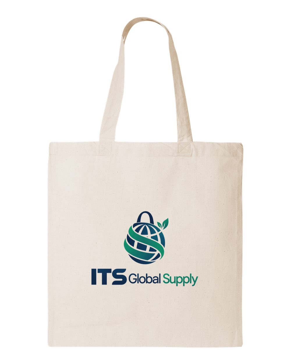 IQTB natural cotton canvas tote bag printed with ITS Global Supply logo