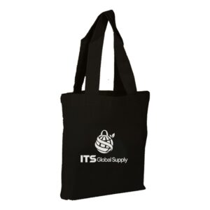 IQTBGS black cotton canvas tote bag printed with ITS Global Supply logo