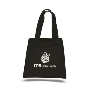 IQTBM black cotton canvas tote bag printed with ITS Global Supply logo