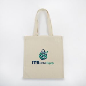 ITB100 natural cotton canvas tote bag printed with ITS Global Supply logo