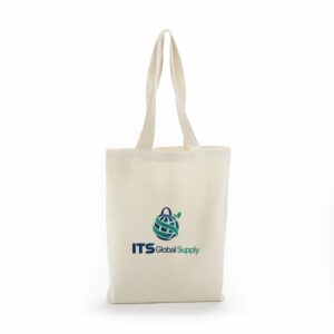 ITB100G natural cotton canvas tote bag printed with ITS Global Supply logo
