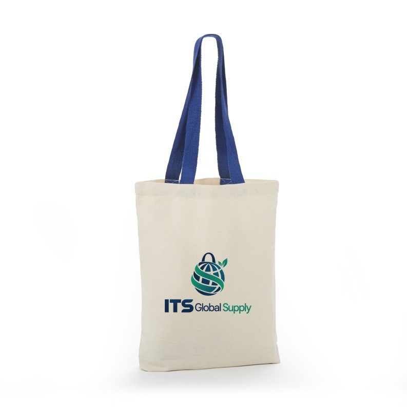 ITB300 natural royal handle cotton canvas tote bag printed with ITS Global Supply logo