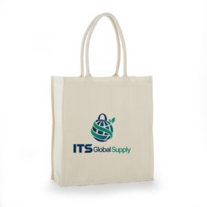 ITB6117 natural cotton canvas tote bag printed with ITS Global Supply logo