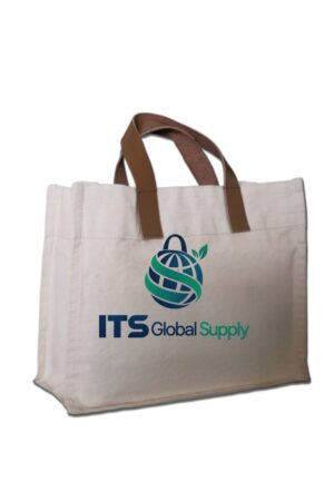 ITB6128 natural cotton canvas tote bag printed with ITS Global Supply logo